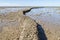 Punta Candor beach, Rota, Cadiz, Spain. Fishing weir, fish weir, fishgarth or kiddle