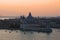 Punta della Dogana Gallery and Santa Maria della Salute Ñathedral on sunset. Venice