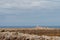 Punta Nati Lighthouse, located in North West of Minorca, in Balearic Islands, Spain, with the Mediterranean sea in the background