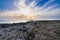 Punta Sottile lighthouse silhouette at sunset, Favignana, Aegadian Islands, Sicily