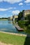 Punting on the moat at Leeds Castle. Kent UK