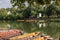 punts at the landing stage on the Neckar