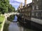 Punts lined up on river in Cambridge England