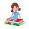 Pupil having rest. School, childhood, child, books. Flat design