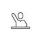 Pupil with a raised hand at the table line icon