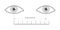 Pupillary distance measurement in cm ruler template Eye frame glasses fashion accessory medical illustration. Optical