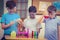 Pupils at science lesson in classroom