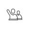 Pupils sitting at the desk line icon