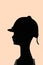 Puppet head silhouette profile wearing equitation cap