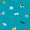 Puppies dog seamless pattern in vector. Breed of dogs illustration in vector