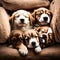 Puppies sleeping together - ai generated image