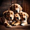 Puppies sleeping together - ai generated image