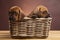 Puppies, wicker basket