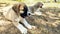 Puppy, Anatolian Shepherd Dog. Playing with his brother in the garden...