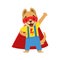 Puppy Animal Dressed As Superhero With A Cape Comic Masked Vigilante Character