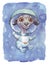 Puppy astronaut in space illustration