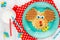 Puppy dog waffles for baby breakfast. Animal-shaped adorable art