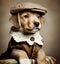 Puppy dressed in vintage style.