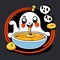 puppy eating soup for halloween party  illustration design Generative AI