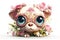 Puppy floral clipart kawaii cute big eye
