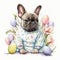 Puppy French Bulldogs Spring Flowers Pajams Easter Eggs Generative AI