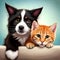 Puppy and kitten best friends - ai generated image