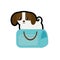 puppy little canine adorable blue pet carrier bag travel