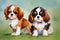 Puppy Love Duo - Watercolor Baby Cavalier King Charles Pair