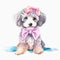 Puppy Love: Sweet Poodle Pup Wearing a Floral Bandana and Glasses AI Generated
