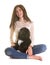 Puppy newfoundland dog and teen