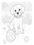 The puppy playing balls coloring pages