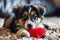 Puppy with plush sof red heart Lover Valentine puppy dog with a red heart