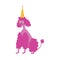 Puppy poodle in a birthday party hat flat cartoon vector illustration isolated.