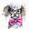 Puppy Power: Adorable Poodle with a Vibrant Watercolor Background AI Generated