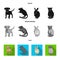 Puppy, rodent, rabbit and other animal species.Animals set collection icons in black, flat, monochrome style vector