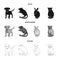Puppy, rodent, rabbit and other animal species.Animals set collection icons in black,monochrome,outline style vector