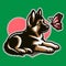 Puppy\\\'s playful interaction with butterfly amidst hearts