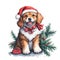 puppy in santa hat with gifts christmas graphics