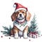 puppy in santa hat with gifts christmas graphics