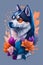 Puppy Siberian Husky face in designed for art and painting.