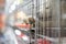 Puppy wait in dog cage in pet shop hope to freedom