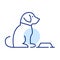 Puppy waiting for food in front of a bowl. Canine pet supplies and training. Pixel perfect, editable stroke icon