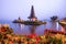 Pura Ulun Danu Bratan after sunset, temple on the lake, Bedugul, Bali, Indonesia