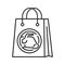 Purchase of artificial meat black line icon. Buying a cultured meat. Paper bag. Can be done in the supermarket. Pictogram for web