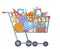 Purchase goods shopping cart preparation education colladge school knowledge flat design character vector illustration