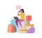 Purchase of goods using online store. Shopping vector illustration