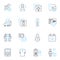Purchase path linear icons set. Browse, Search, Compare, Evaluate, Analyze, Consider, Select line vector and concept