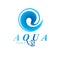 Pure aqua ecology vector logo. Human water reserves theme. Living in harmony with nature concept.