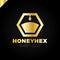 Pure Honey Bee with Honeycomb design template. flat icon vector illustration
