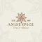 Pure and Natural Anise Abstract Vector Sign, Symbol or Logo Template. Anise Flower Star Sillhouette with Retro